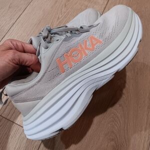 Hoka Women's Athletic Shoes in Gray and Peach